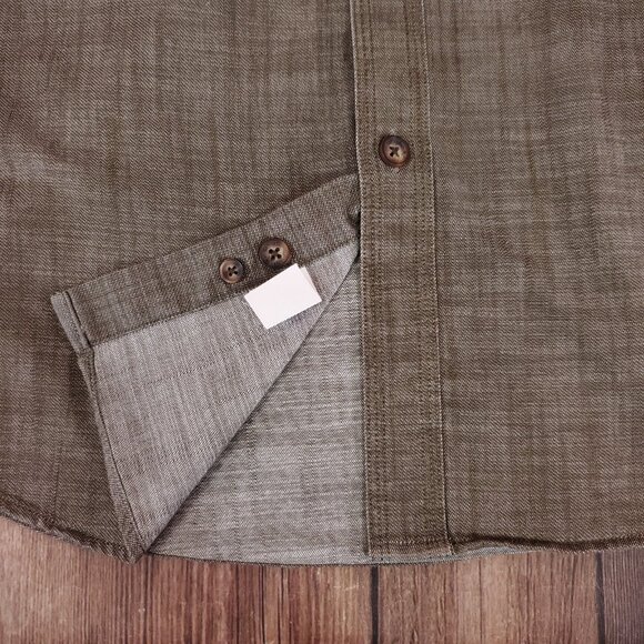 Schaefer Outfitter Mens Large Button Down LS Western Shirt Cowboy Khaki 7070 - Picture 8 of 12